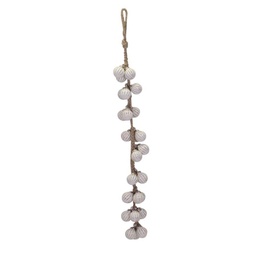 [V60766000BI] Festone vetro pallina bianco filo 27 pezzi cm65