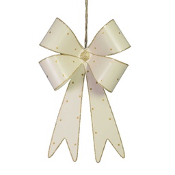 [V6195890000] Fiocco metallo pois oro bianco cm21x7x34