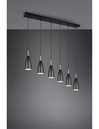 [TRIOR30696032] Grande Sospensione Lineare Isola Farin 6 Luci Nero Trio Lighting