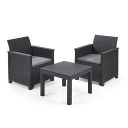 [2000742] Keter Set 2 Poltrone + Tavolino Aperto EMMA BALCONY Grafite