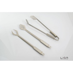 [BAR0037] Kit 3 posate barbecue forchettone pinza spatola