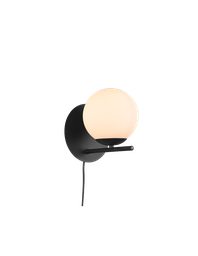 [TRIO202000132] Lampada Da Parete Nero Sfera Vetro Bianco Pure Trio Lighting