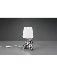[TRIOR50241089] Lampada Da Tavolo Bello Argento Paralume Bianco L17 cm Trio Lighting