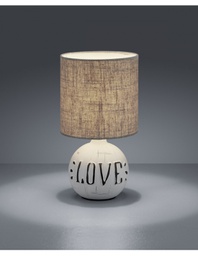 [20009449] Lampada Da Tavolo Esna Ceramica &quot;LOVE&quot; E Paralume Cappuccino Ø16 cm Trio Lighting