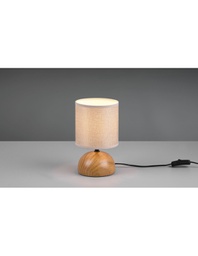[TRIOR50351035] Lampada Tavolo Luci Base Mezza Sfera Effetto Legno Con Paralume Beige Trio Lighting