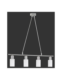 [TRIOR30014007] Lampada a Sospensione Moderna Nichel 4 Spot Vetro Bianco Mars Trio Lighting
