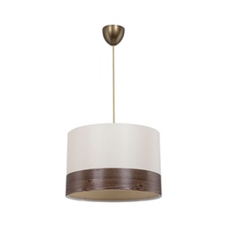 [EFFEZ97693] Lampada a sospensione Alfina tessuto bianco fascia effetto legno ASZ1668 EFFEZ