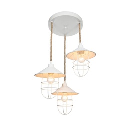 [FZ97661] Lampada a sospensione Bulut ASZ0632 3 luci metallo bianco e corda