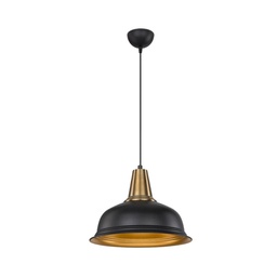 [EFFEZ97662] Lampada a sospensione Rena ASZ1341 metallo nero interno oro EFFEZ