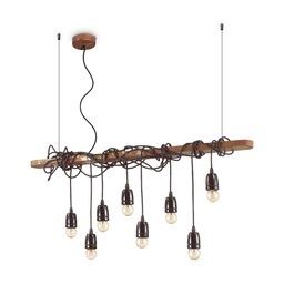 [8021696176369] Lampada a sospensione corten L 940 x H min 360 - max 2150 x P 60 mm