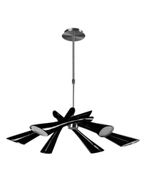 [LA/057/N] Lampada a sospensione in metallo paralume nero 8852/78h cm
