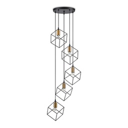 [8021696237664] Lampada a sospensione nero D 500 x H min 400 - max 2455 mm