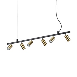 [8021696244648] Lampada a sospensione ottone L 1155 x H min 355 - max 2105 x P 55 mm