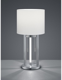 [TRIO575410207] Lampada da Tavolo Tandori Nichel Paralume Bianco Ø25 cm Trio Lighting