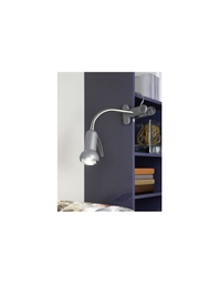 [054026] Lampada da scrivania con braccio snodabile e pinza, colore argento, marca Fabio Eglo.