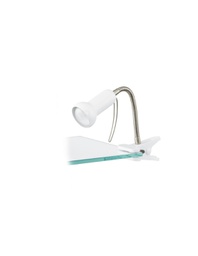[054025] Lampada da scrivania con braccio snodabile e pinza, colore bianco, marca Fabio Eglo.