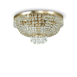 [8021696114682] Lampada da soffitto 6 luci cristalli oro D 51 x H 30 cm