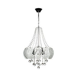 [EFFEZ97675] Lampada da soffitto Yon MDL3973 argento vetro decorato e pietre effetto cristallo EFFEZ
