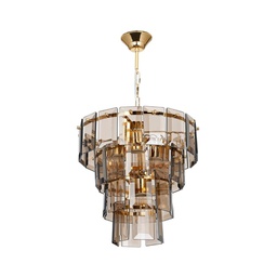 [EFFEZ97672] Lampada da soffitto a 4 luci Falez MDL3829 vetro fumè e oro EFFEZ