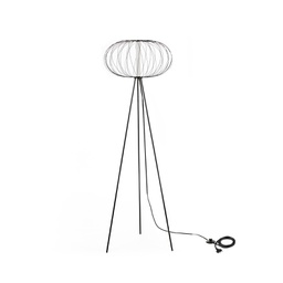 [LA/141/N] Lampada da terra in acciaio con paralume nero lucido 50x50x150h cm