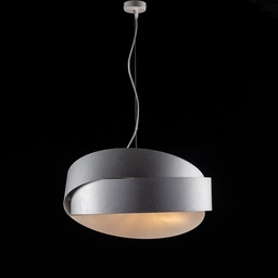 [19980069] Lampadario  a sospensione in ferro Bianco Argento due luci 46x h22 cm
