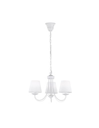 [TRIO110600331] Lampadario Bianco Contemporaneo Metallo 3 Paralumi Tessuto Cortez Trio Lighting
