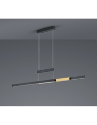 [TRIO375310502] Lampadario Ufficio Moderno Trajan Doppio Led Touch Dimmer Nero E Ottone Trio Lighting