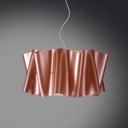 [FOLIO/S5/60/COP] Lampadario a sospensione cinque luci luci FOLIO paralume in Polilux Rame diametro 60x h32 cm