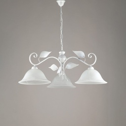 [BL81-3-BA] Lampadario a sospensione ferro Bianco Argento tre luci 78x h34 cm