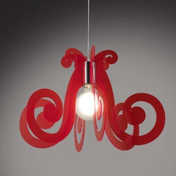 [MI/S/64/RF] Lampadario a sospensione in Plexiglas MIZAR Rosso diametro 64x h41 cm