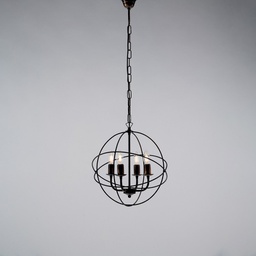 [BL190-4-NO] Lampadario a sospensione in ferro Nero Oro quattro luci 39x h42 cm