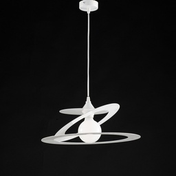 [BL208-1-BCO] Lampadario a sospensione in taglio laser ferro Bianco una luce diametro 40x h18 cm
