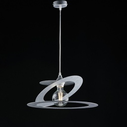 [BL208-1-AR] Lampadario a sospensione in taglio laser ferro Grigio Argento 40x h18 cm