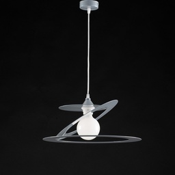 [BL208-1-GR] Lampadario a sospensione in taglio laser ferro Grigio una luce diametro 40x h18 cm