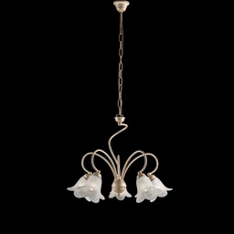 [BL230-5-AV] Lampadario in ferro Avorio Oro cinque luci camera 57x h46 cm