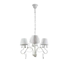 [GIC674754] Lampadario moderno a 3 luci bianco con paralumi in tessuto cm 55