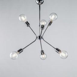 [BL222-6-CR] Lampadario moderno in ferro Cromato lucido sei luci 43x h62 cm urban