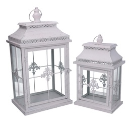 [V3726160000] Lanterna metallo 1-2 bianco opaco argentata rettangolare cm25x18h47,5