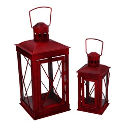 [V3726100000] Lanterna metallo 1-2 rosso quadro cm14x14h30