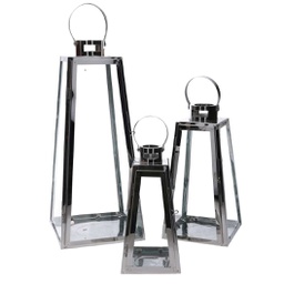 [V3726530000] Lanterna metallo 1-3 argento quadro cm20,5x20h47