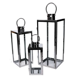 [V3726550000] Lanterna metallo 1-3 argento quadro cm21x20,3h52,5