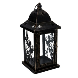 [V3726010000] Lanterna metallo nero e oro quadro cm14x14h33