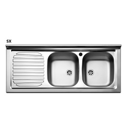 [DFLEX-140-181-SX] Lavello Appoggio In Acciaio Inox Con 2 Vaschette