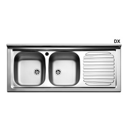[DFLEX-140-181-DX] Lavello Appoggio In Acciaio Inox Con 2 Vaschette