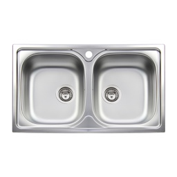 [DFLEX-140-1802] Lavello Incasso Acciaio Inox 2 Vasche Cm 86