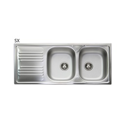 [DFLEX-140-191-SX] Lavello Incasso In Acciaio Inox Con 2 Vasche