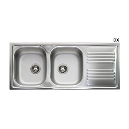[DFLEX-140-191-DX] Lavello Incasso In Acciaio Inox Con 2 Vasche