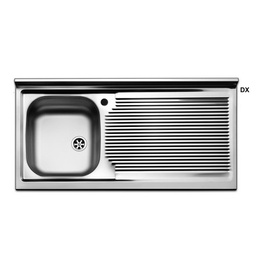 [DFLEX-140-1811-DX] Lavello appoggio acciaio inox 1 vasca 100 cm con gocciolatoio dx