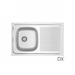[DFLEX-140-1782-DX] Lavello appoggio acciaio inox mod. LA02 cm 80x50 con gocciolatoio dx