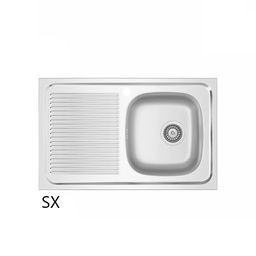 [DFLEX-140-1782-SX] Lavello appoggio in acciaio inox cm 80x50 con gocciolatoio sx